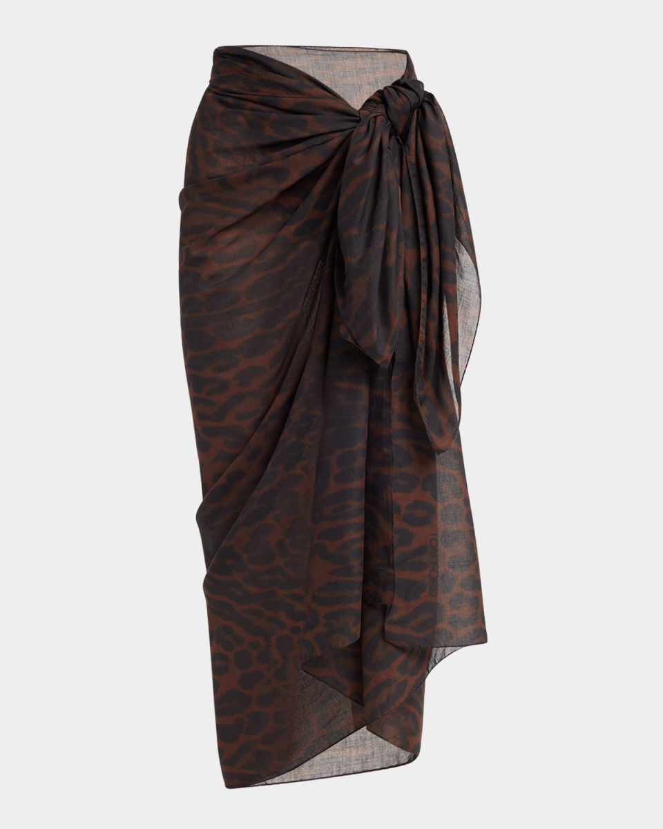 Ocelot-Print Cotton Muslin Pareo